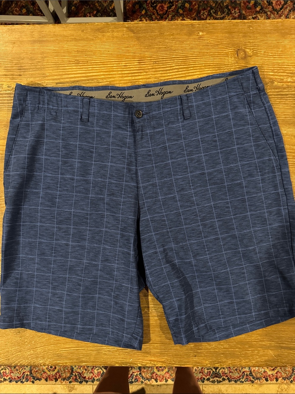 Hogan Blue Windowpane Flat-Front Performance Shorts